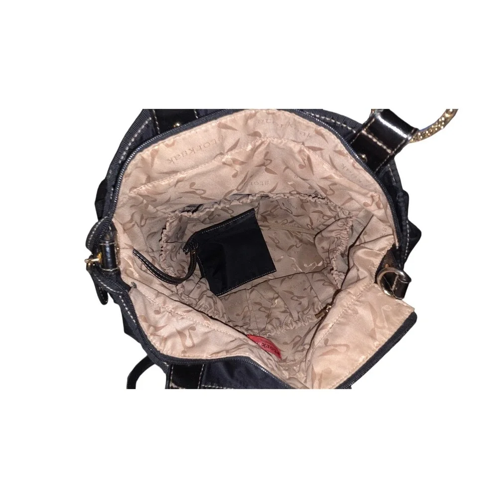 Storksak Olivia Diaper Bag Black Satin Nylon Multiple Pockets‎